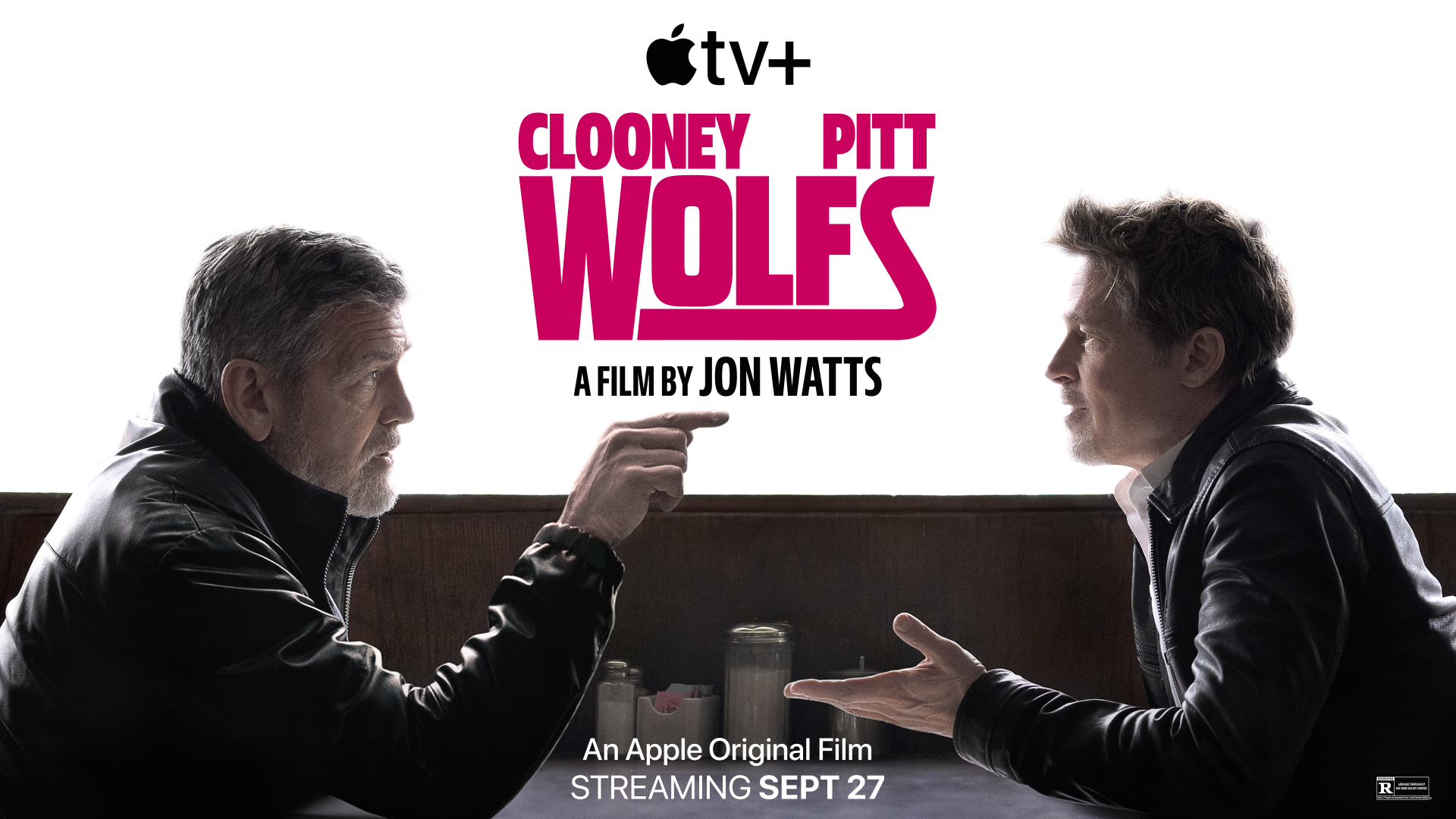 Brad Pitt a George Clooney vo filme Wolfs, ktorý bude mať premiéru v kinách 20. septembra a celosvetovo na Apple TV+ 27. septembra.